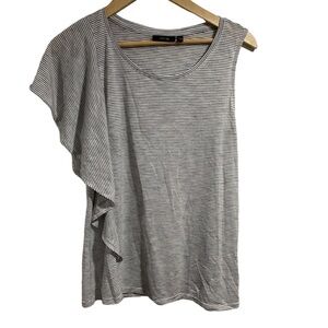 Apt 9 blouse sleeveless ruffle detail striped horizontal‎ soft NEW large